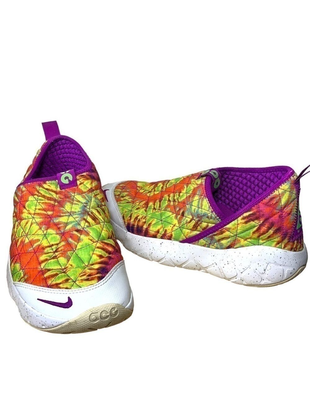 Nike acg Chunky Sneakers Men Sz 9.5 Tie-Dye Purple Green  Slip on Shoes cw2463